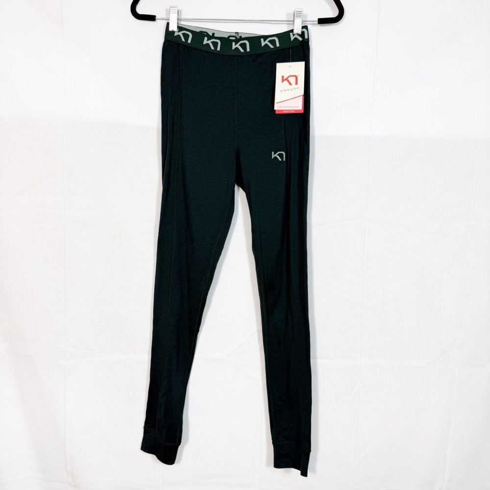 Kari Traa Klara High Waisted Baselayer Pants 100% Merino Wool - Pine Green - Picture 2 of 11